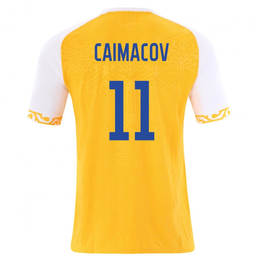 Danxen Niño Camiseta Moldavia Mihail Caimacov #11 Amarillo Blanco 2ª Equipación 26-28 La Camisa