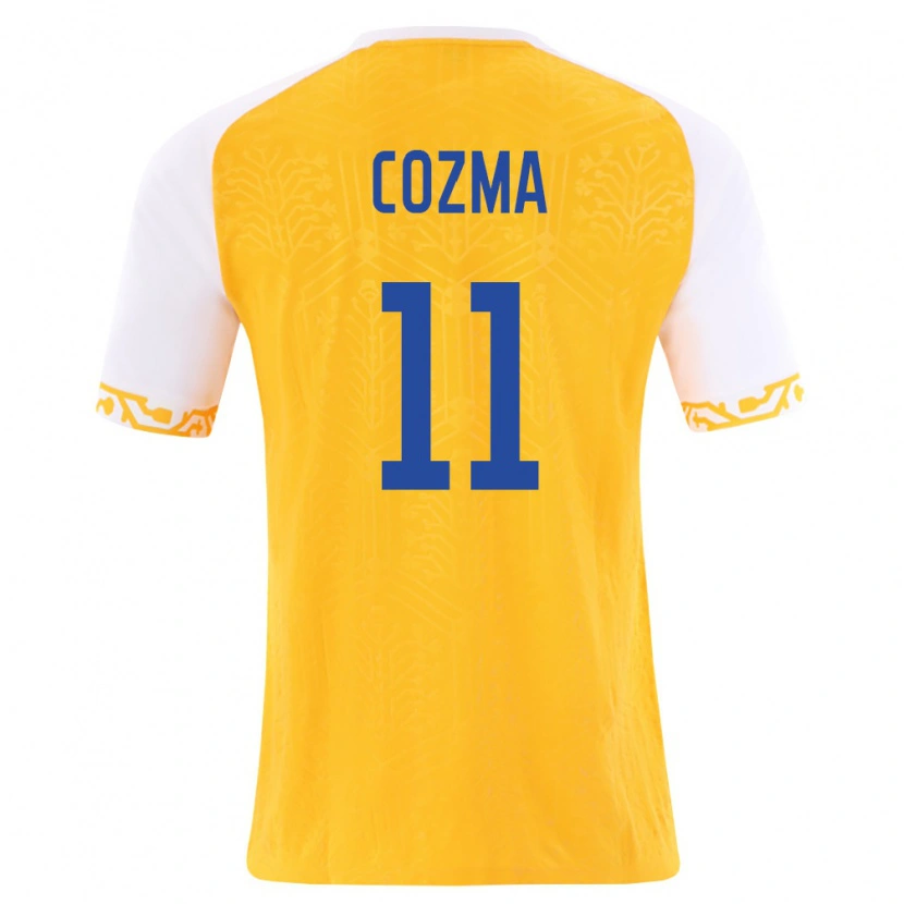 Danxen Niño Camiseta Moldavia Veaceslav Cozma #11 Amarillo Blanco 2ª Equipación 26-28 La Camisa