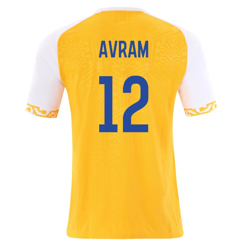 Danxen Niño Camiseta Moldavia Cristian Avram #12 Amarillo Blanco 2ª Equipación 26-28 La Camisa