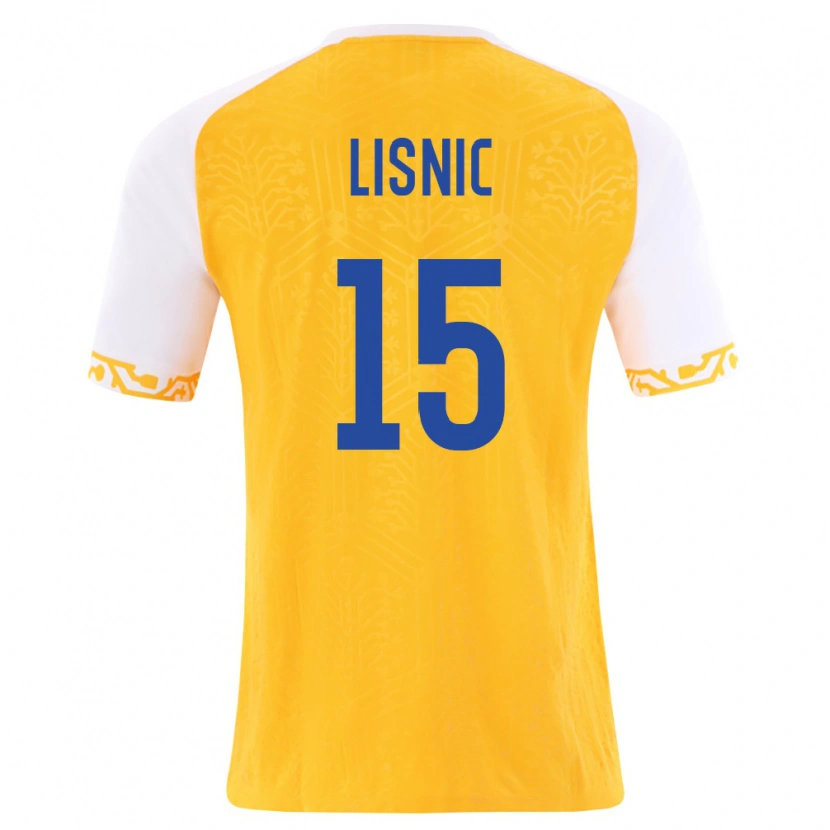 Danxen Niño Camiseta Moldavia Chiril Lisnic #15 Amarillo Blanco 2ª Equipación 26-28 La Camisa