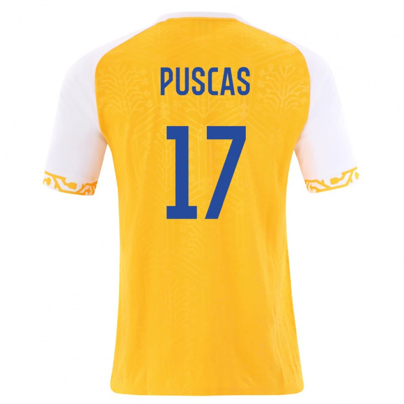 Danxen Niño Camiseta Moldavia Dan Pușcaș #17 Amarillo Blanco 2ª Equipación 26-28 La Camisa