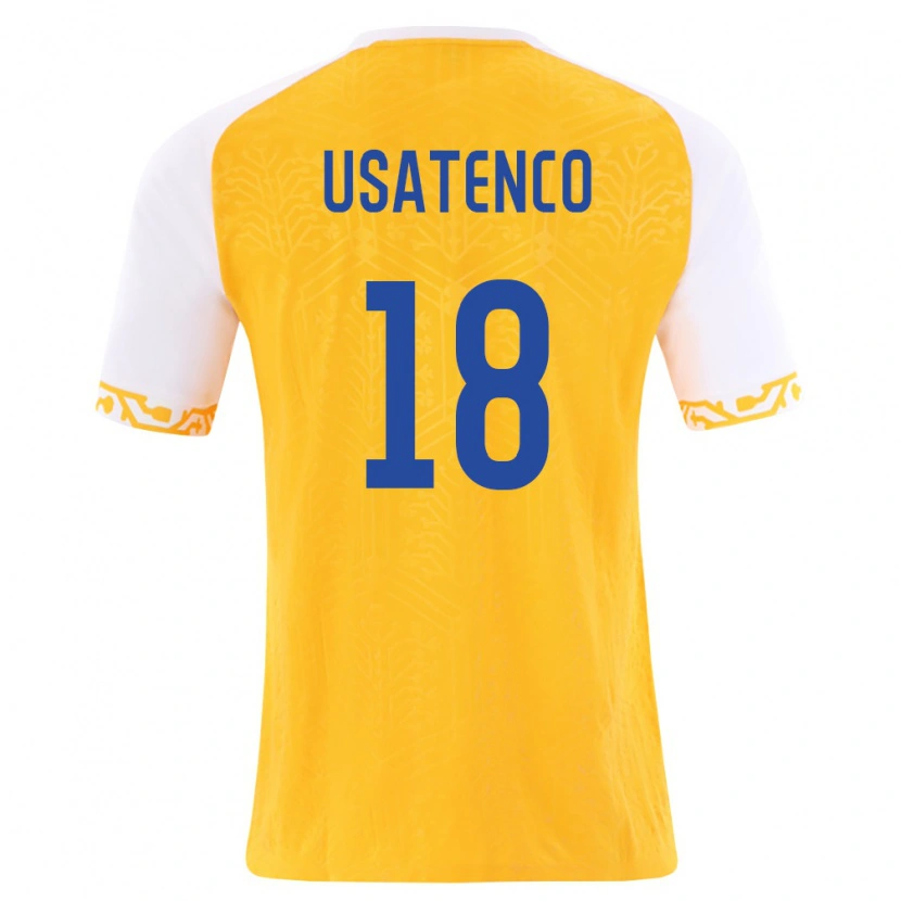 Danxen Niño Camiseta Moldavia Evgheni Usatenco #18 Amarillo Blanco 2ª Equipación 26-28 La Camisa