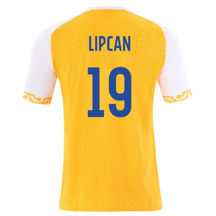 Danxen Niño Camiseta Moldavia Nichita Lipcan #19 Amarillo Blanco 2ª Equipación 26-28 La Camisa