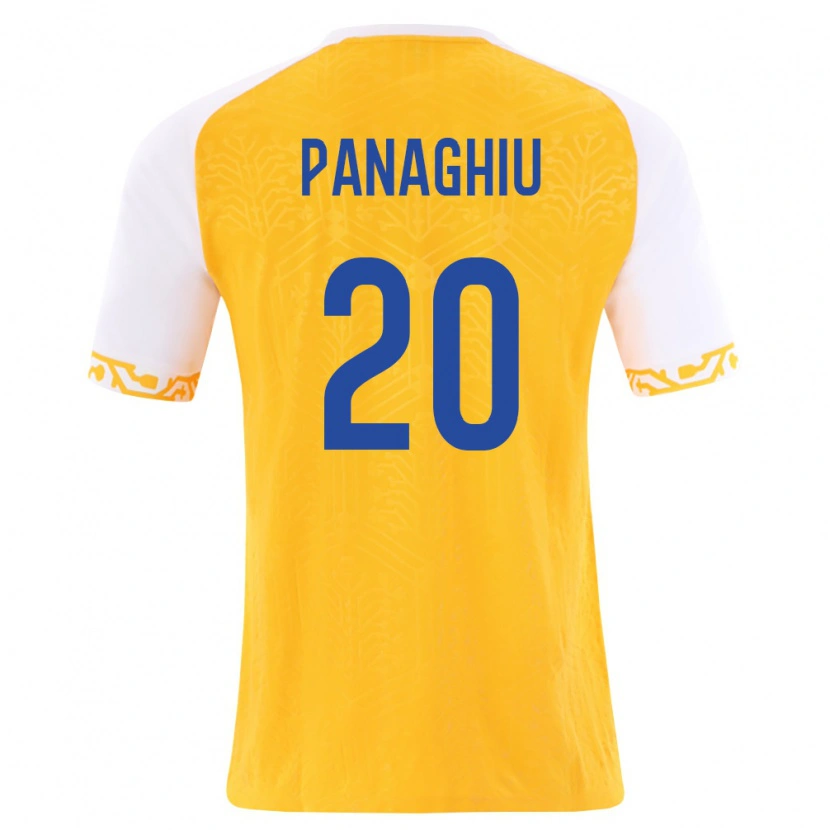 Danxen Niño Camiseta Moldavia Dorin Panaghiu #20 Amarillo Blanco 2ª Equipación 26-28 La Camisa