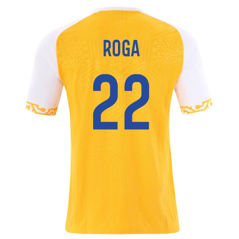 Danxen Niño Camiseta Moldavia Sandu Roga #22 Amarillo Blanco 2ª Equipación 26-28 La Camisa