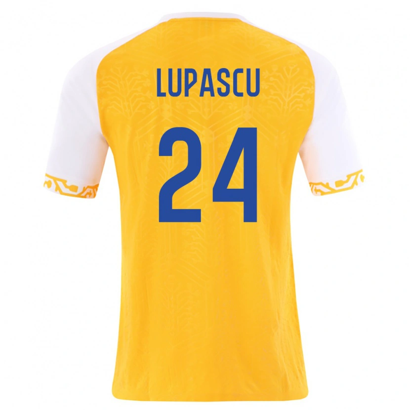 Danxen Niño Camiseta Moldavia Gabriel Lupascu #24 Amarillo Blanco 2ª Equipación 26-28 La Camisa