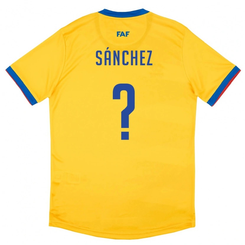 Danxen Niño Camiseta Andorra Bernat Sánchez #0 Amarillo Azul Rojo 2ª Equipación 26-28 La Camisa