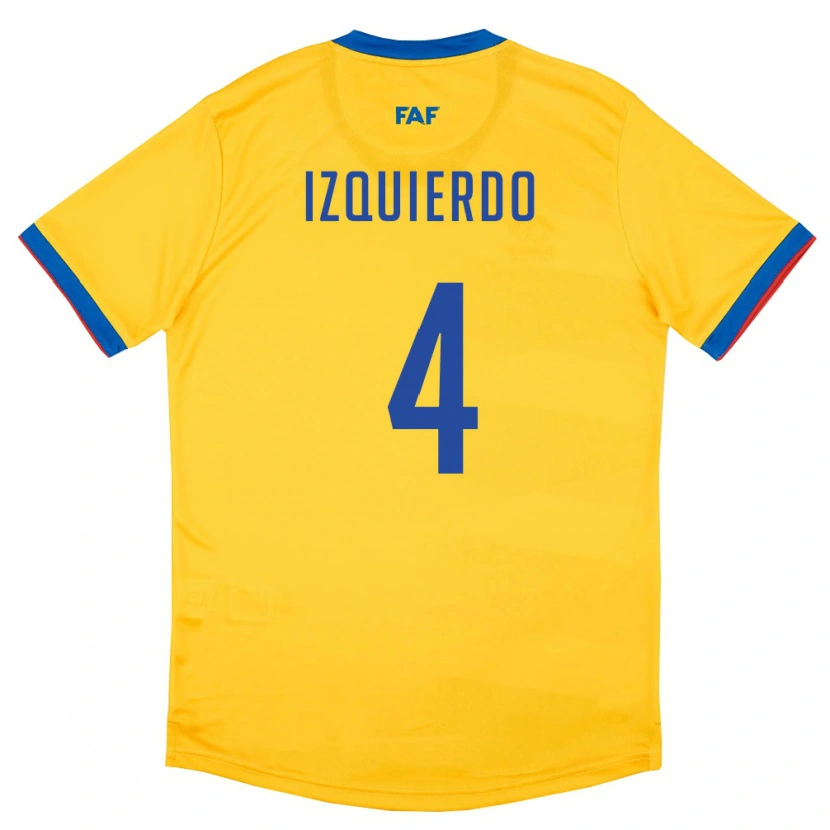 Danxen Niño Camiseta Andorra Eric Izquierdo #4 Amarillo Azul Rojo 2ª Equipación 26-28 La Camisa