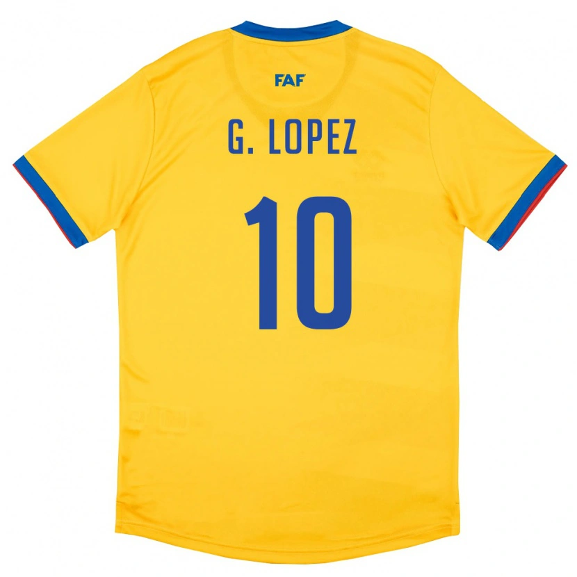 Danxen Niño Camiseta Andorra Guillaume Lopez #10 Amarillo Azul Rojo 2ª Equipación 26-28 La Camisa