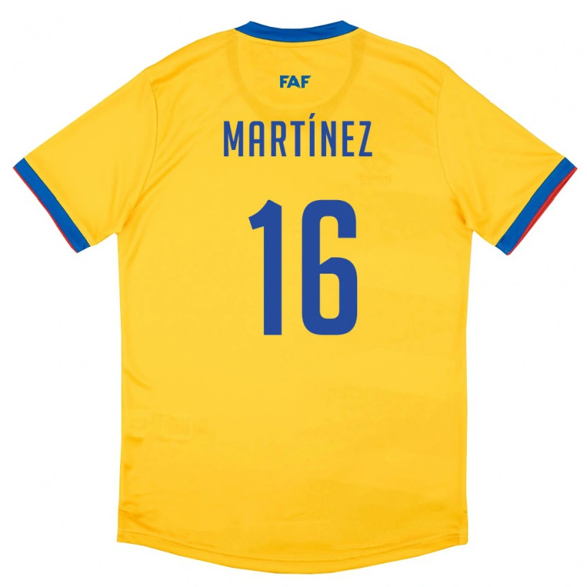 Danxen Niño Camiseta Andorra Alex Martínez #16 Amarillo Azul Rojo 2ª Equipación 26-28 La Camisa