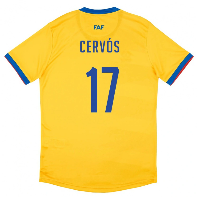 Danxen Niño Camiseta Andorra Joan Cervós #17 Amarillo Azul Rojo 2ª Equipación 26-28 La Camisa