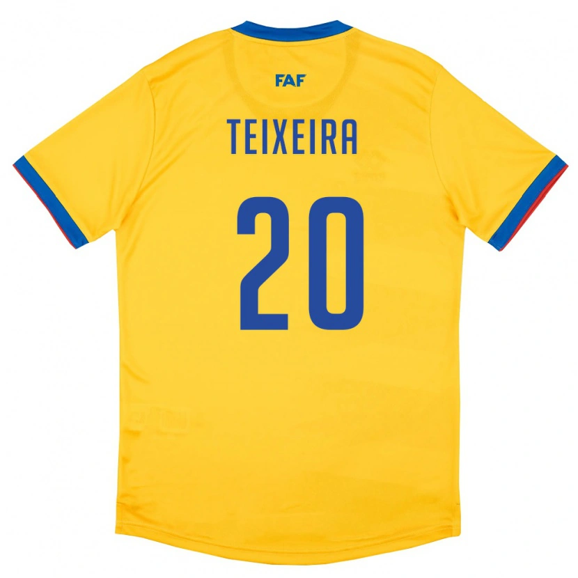 Danxen Niño Camiseta Andorra João Teixeira #20 Amarillo Azul Rojo 2ª Equipación 26-28 La Camisa