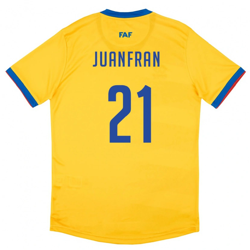 Danxen Niño Camiseta Andorra Juanfran #21 Amarillo Azul Rojo 2ª Equipación 26-28 La Camisa