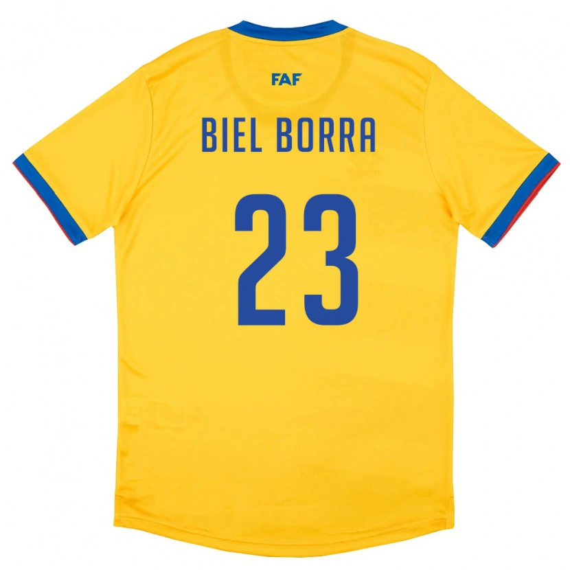 Danxen Niño Camiseta Andorra Biel Borra #23 Amarillo Azul Rojo 2ª Equipación 26-28 La Camisa