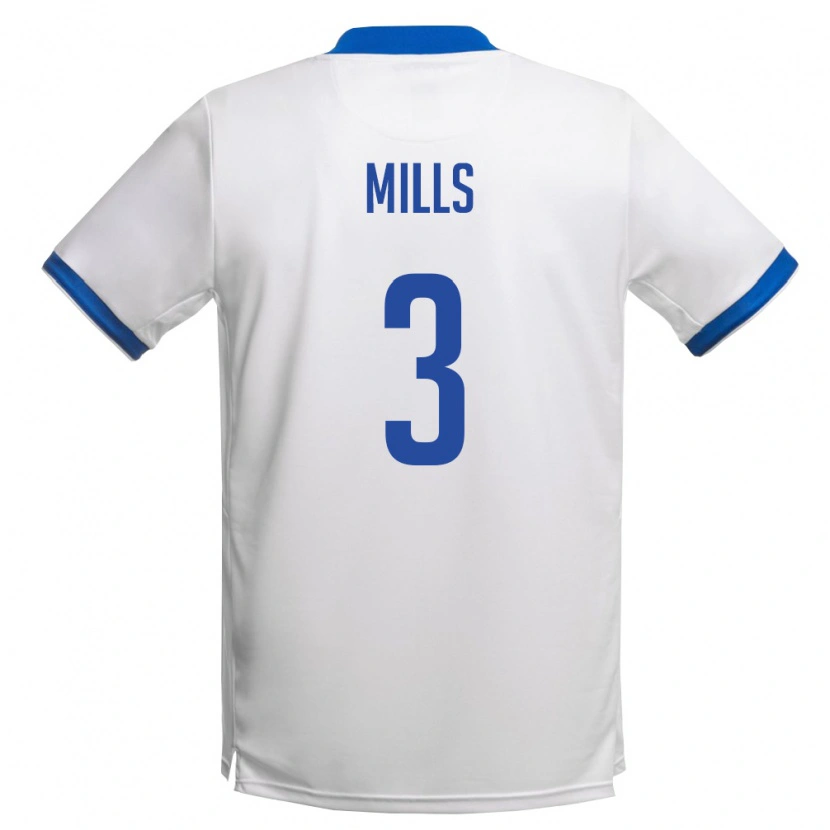 Danxen Niño Camiseta Chipre Harry Mills #3 Blanco Azul Real 2ª Equipación 26-28 La Camisa