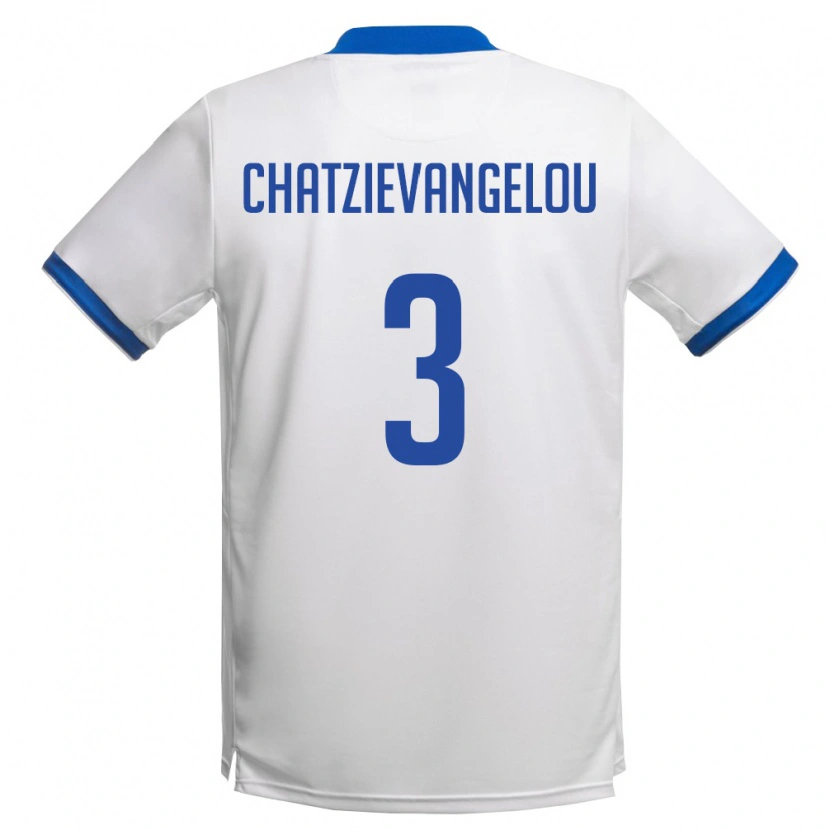 Danxen Niño Camiseta Chipre Petros Chatzievangelou #3 Blanco Azul Real 2ª Equipación 26-28 La Camisa