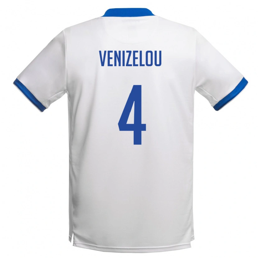 Danxen Niño Camiseta Chipre Konstantinos Venizelou #4 Blanco Azul Real 2ª Equipación 26-28 La Camisa