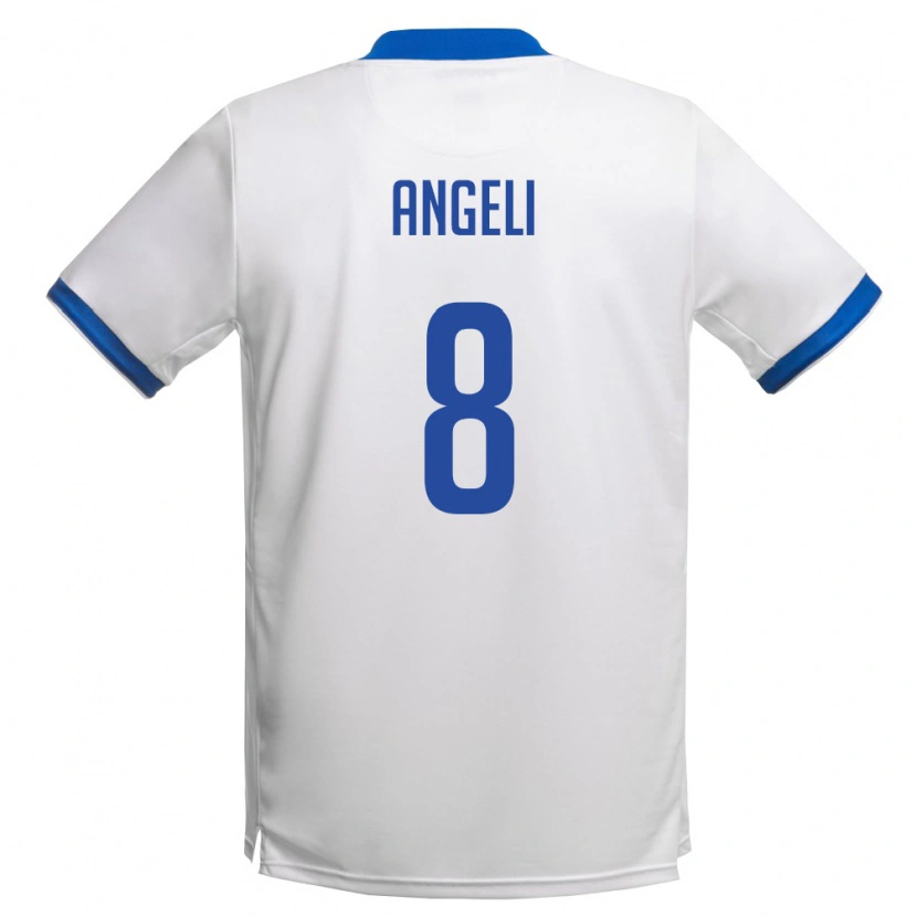 Danxen Niño Camiseta Chipre Angelos Angeli #8 Blanco Azul Real 2ª Equipación 26-28 La Camisa