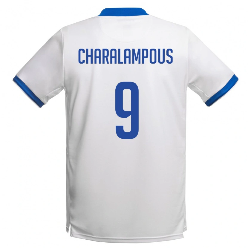 Danxen Niño Camiseta Chipre Evagoras Charalampous #9 Blanco Azul Real 2ª Equipación 26-28 La Camisa