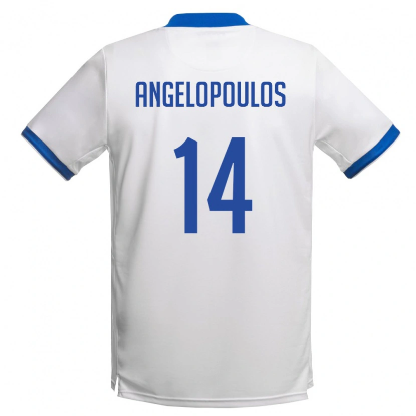 Danxen Niño Camiseta Chipre Georgios Nikolas Angelopoulos #14 Blanco Azul Real 2ª Equipación 26-28 La Camisa