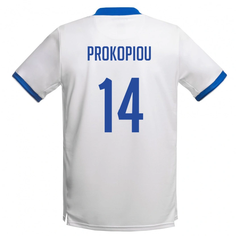 Danxen Niño Camiseta Chipre Alexandros Prokopiou #14 Blanco Azul Real 2ª Equipación 26-28 La Camisa