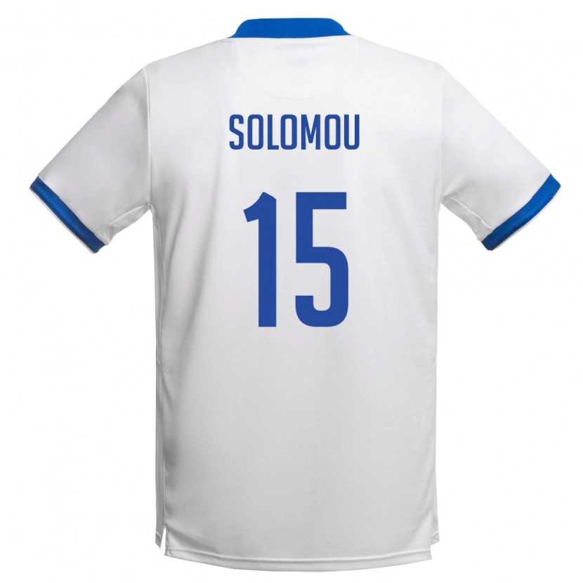 Danxen Niño Camiseta Chipre Symeon Solomou #15 Blanco Azul Real 2ª Equipación 26-28 La Camisa