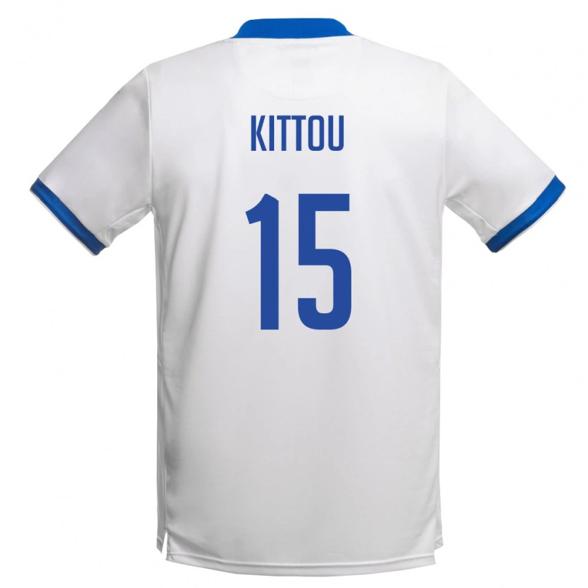 Danxen Niño Camiseta Chipre Christos Kittou #15 Blanco Azul Real 2ª Equipación 26-28 La Camisa