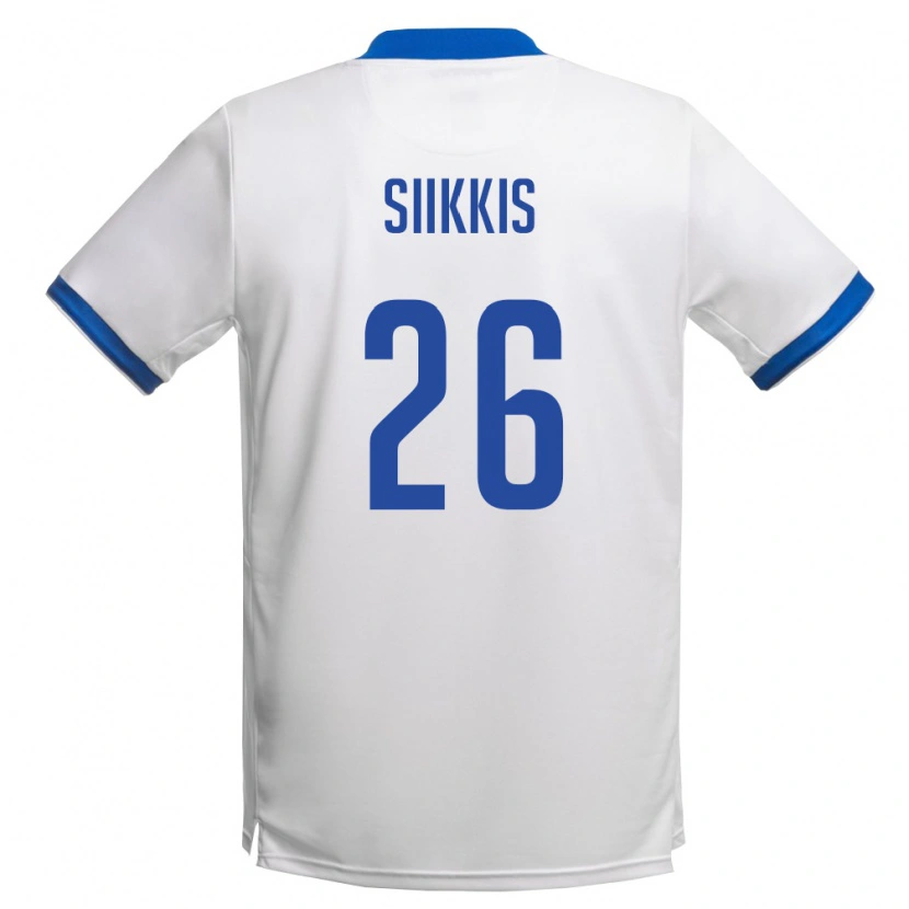 Danxen Niño Camiseta Chipre Andreas Siikkis #26 Blanco Azul Real 2ª Equipación 26-28 La Camisa