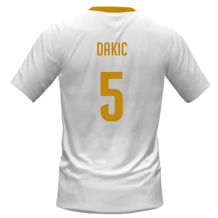 Danxen Niño Camiseta Montenegro Damjan Dakic #5 Blanco Rojo Amarillo 2ª Equipación 26-28 La Camisa