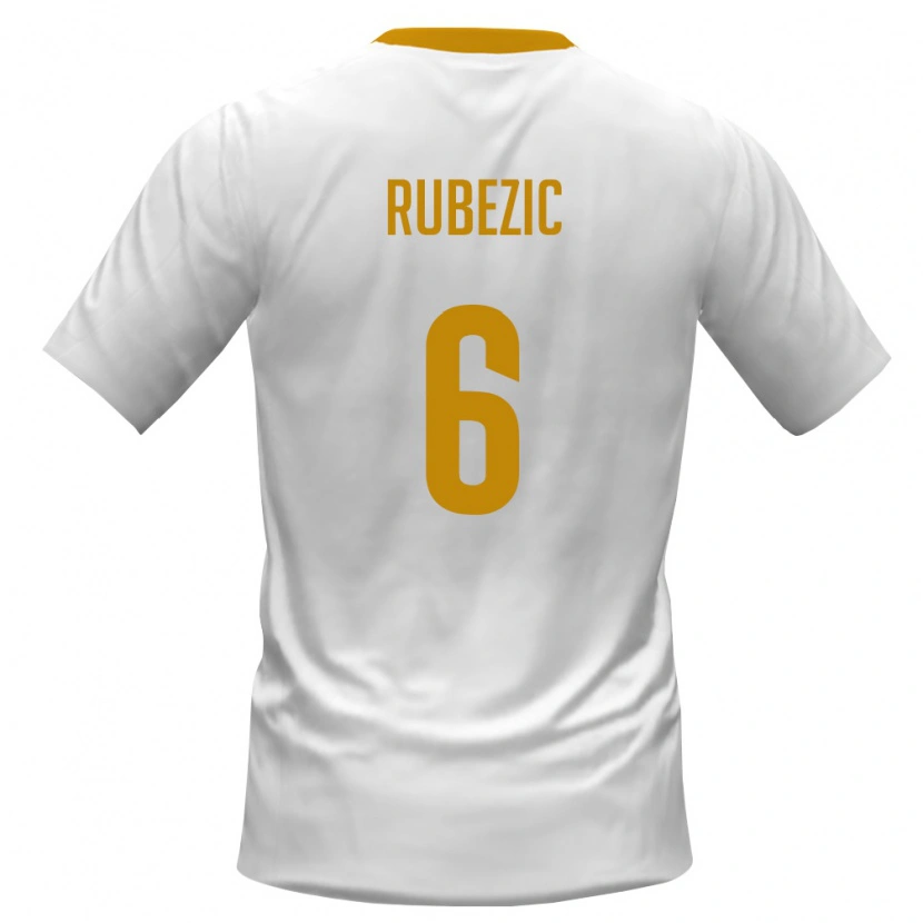Danxen Niño Camiseta Montenegro Slobodan Rubežić #6 Blanco Rojo Amarillo 2ª Equipación 26-28 La Camisa
