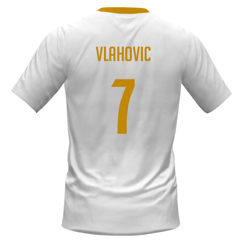 Danxen Niño Camiseta Montenegro Vuk Vlahovic #7 Blanco Rojo Amarillo 2ª Equipación 26-28 La Camisa