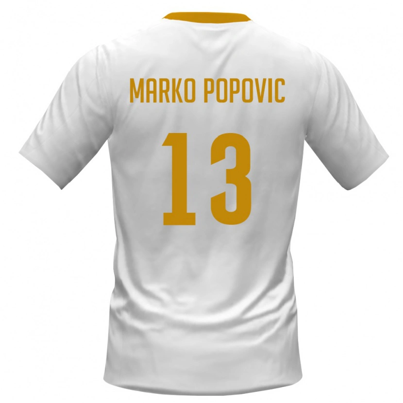 Danxen Niño Camiseta Montenegro Marko Popovic #13 Blanco Rojo Amarillo 2ª Equipación 26-28 La Camisa