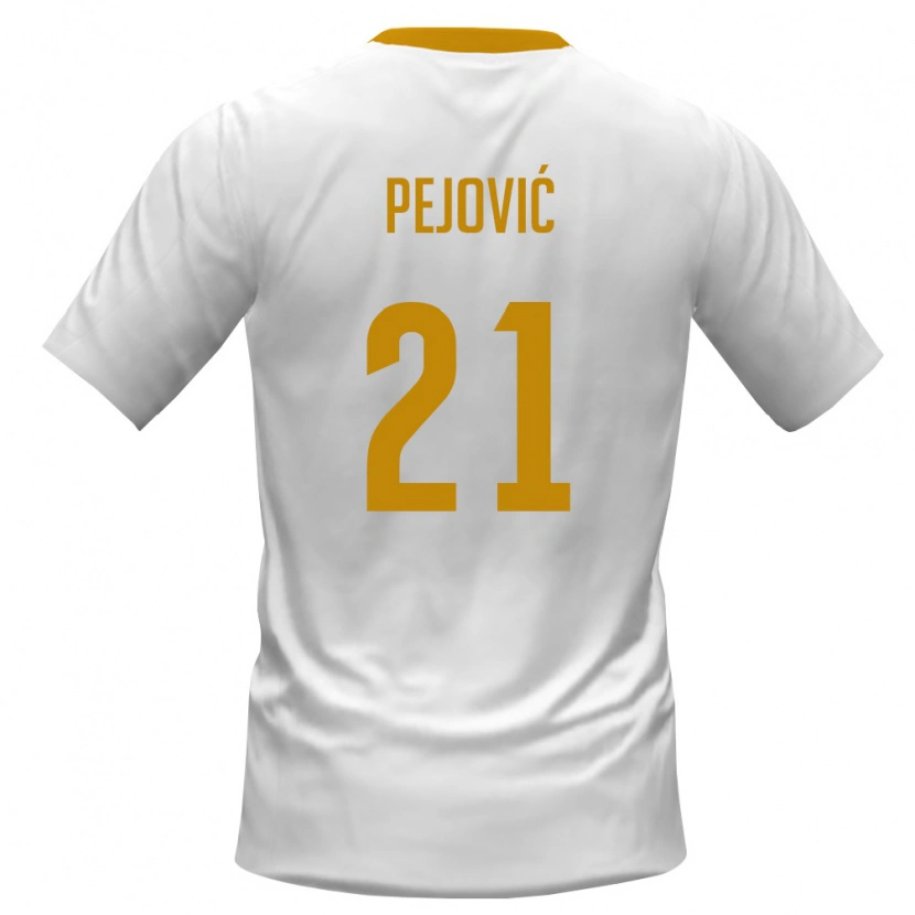 Danxen Niño Camiseta Montenegro Danilo Pejović #21 Blanco Rojo Amarillo 2ª Equipación 26-28 La Camisa