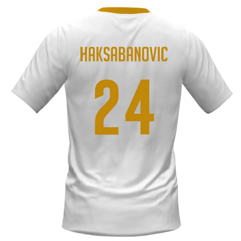 Danxen Niño Camiseta Montenegro Sead Haksabanovic #24 Blanco Rojo Amarillo 2ª Equipación 26-28 La Camisa