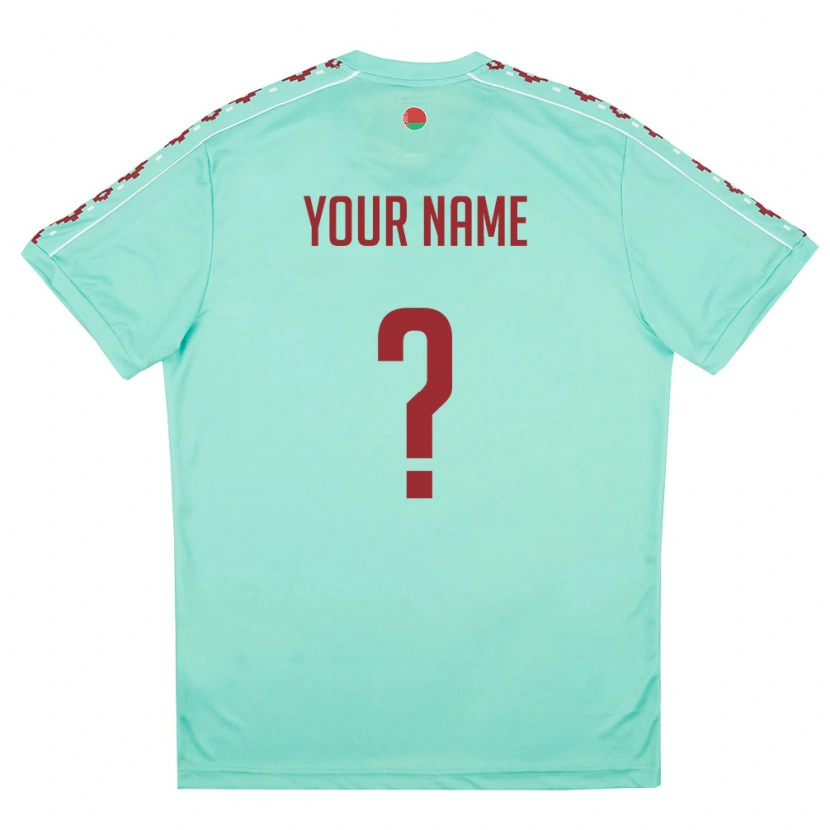 Danxen Niño Camiseta Bielorrusia Su Nombre #0 Verde Claro Borgoña 2ª Equipación 26-28 La Camisa