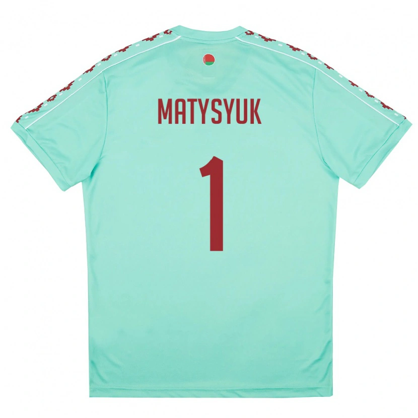 Danxen Niño Camiseta Bielorrusia Nikita Matysyuk #1 Verde Claro Borgoña 2ª Equipación 26-28 La Camisa