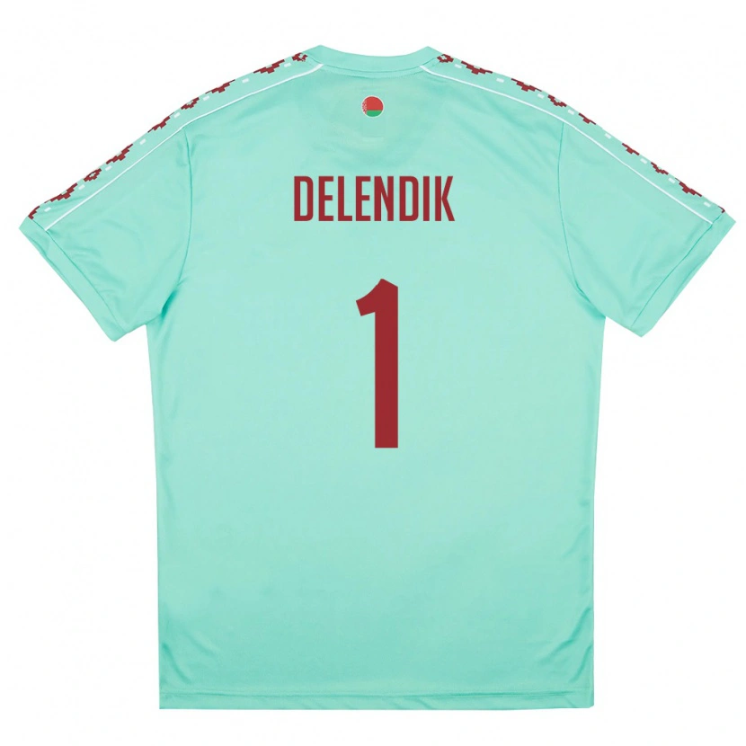 Danxen Niño Camiseta Bielorrusia Matvey Delendik #1 Verde Claro Borgoña 2ª Equipación 26-28 La Camisa