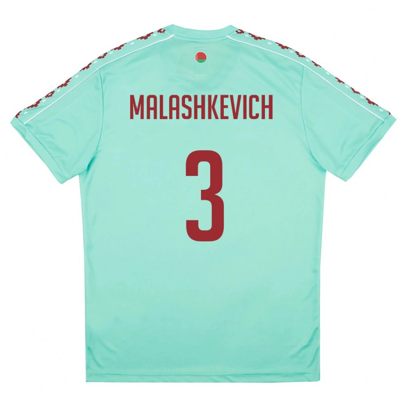 Danxen Niño Camiseta Bielorrusia Dmitriy Malashkevich #3 Verde Claro Borgoña 2ª Equipación 26-28 La Camisa