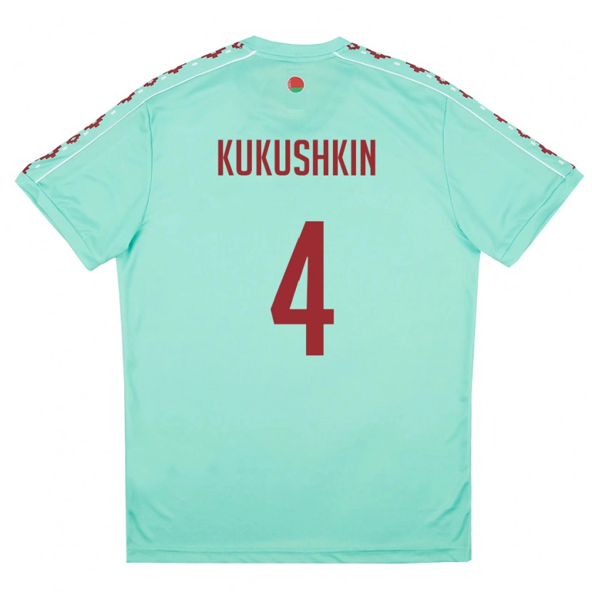 Danxen Niño Camiseta Bielorrusia Georgiy Kukushkin #4 Verde Claro Borgoña 2ª Equipación 26-28 La Camisa