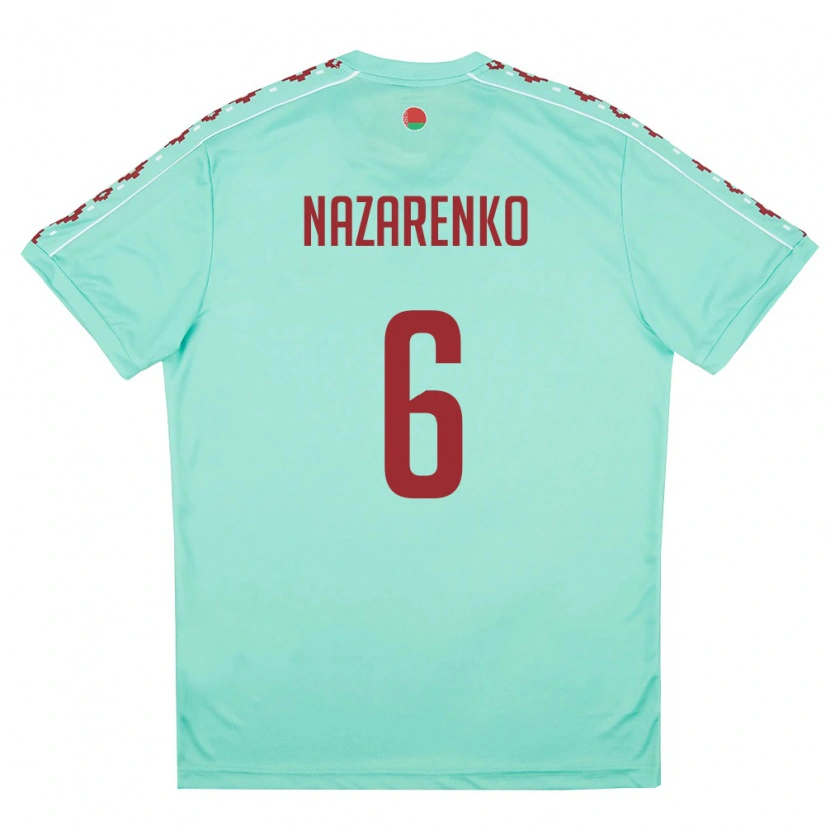 Danxen Niño Camiseta Bielorrusia Artur Nazarenko #6 Verde Claro Borgoña 2ª Equipación 26-28 La Camisa
