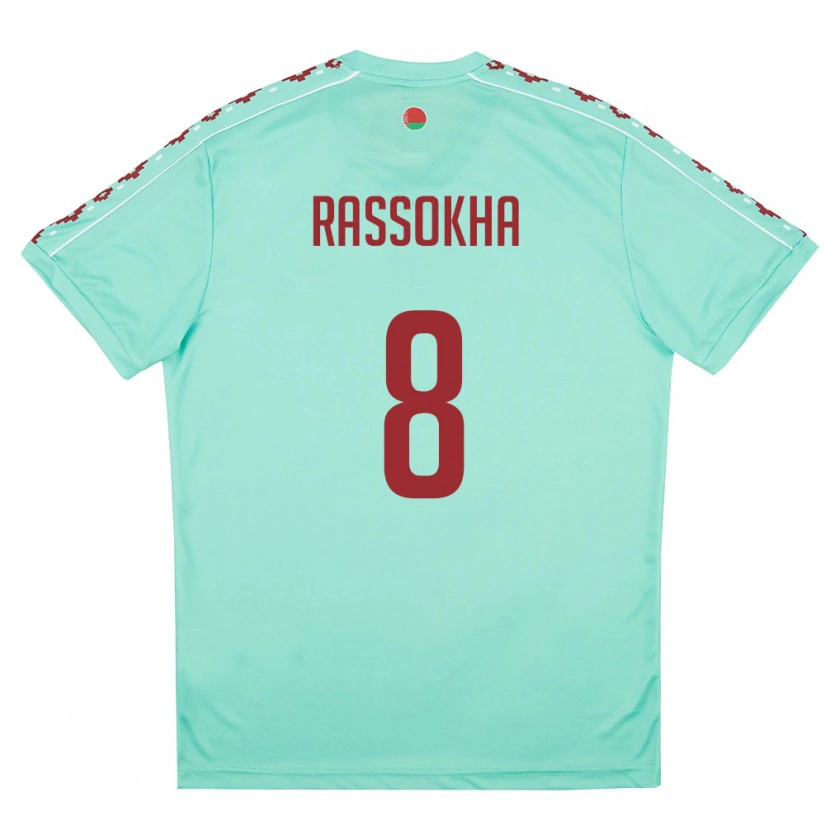 Danxen Niño Camiseta Bielorrusia Daniil Rassokha #8 Verde Claro Borgoña 2ª Equipación 26-28 La Camisa