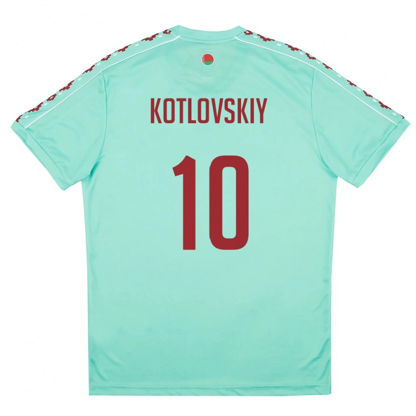 Danxen Niño Camiseta Bielorrusia Makar Kotlovskiy #10 Verde Claro Borgoña 2ª Equipación 26-28 La Camisa