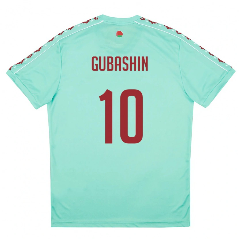 Danxen Niño Camiseta Bielorrusia Yaroslav Gubashin #10 Verde Claro Borgoña 2ª Equipación 26-28 La Camisa
