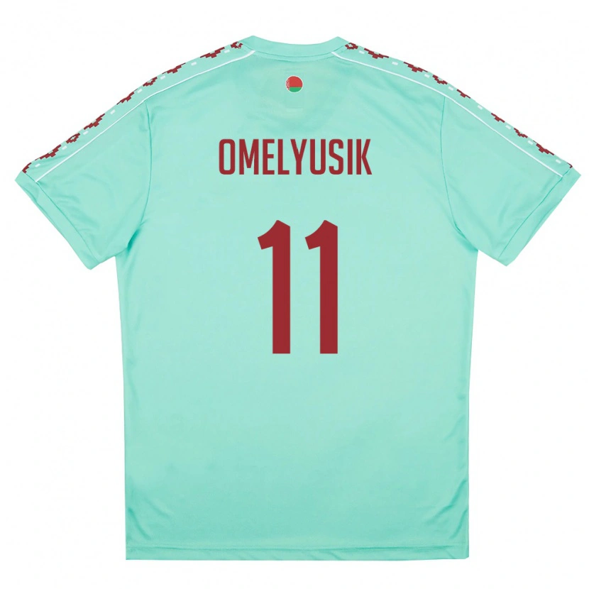 Danxen Niño Camiseta Bielorrusia Ivan Omelyusik #11 Verde Claro Borgoña 2ª Equipación 26-28 La Camisa