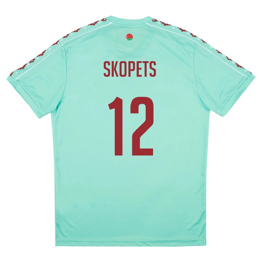 Danxen Niño Camiseta Bielorrusia Arseniy Skopets #12 Verde Claro Borgoña 2ª Equipación 26-28 La Camisa