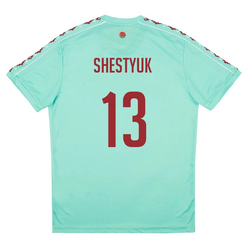 Danxen Niño Camiseta Bielorrusia Aleksandr Shestyuk #13 Verde Claro Borgoña 2ª Equipación 26-28 La Camisa