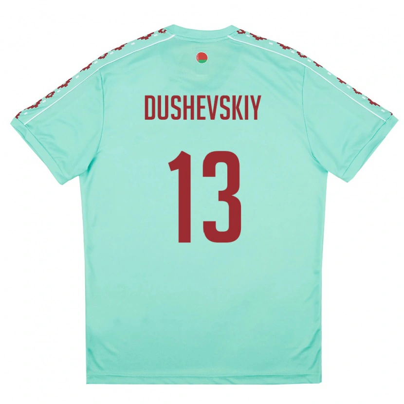 Danxen Niño Camiseta Bielorrusia Daniil Dushevskiy #13 Verde Claro Borgoña 2ª Equipación 26-28 La Camisa