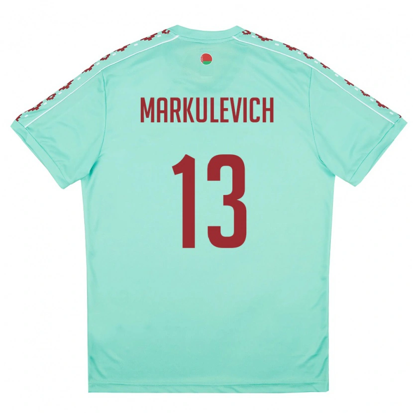 Danxen Niño Camiseta Bielorrusia Ilya Markulevich #13 Verde Claro Borgoña 2ª Equipación 26-28 La Camisa