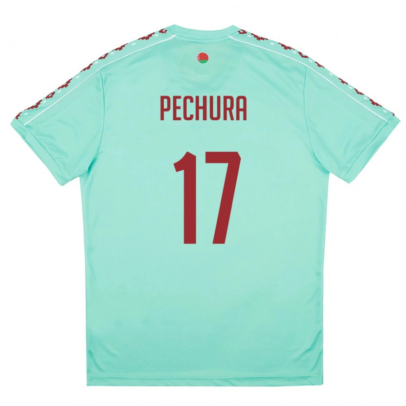 Danxen Niño Camiseta Bielorrusia Rodion Pechura #17 Verde Claro Borgoña 2ª Equipación 26-28 La Camisa