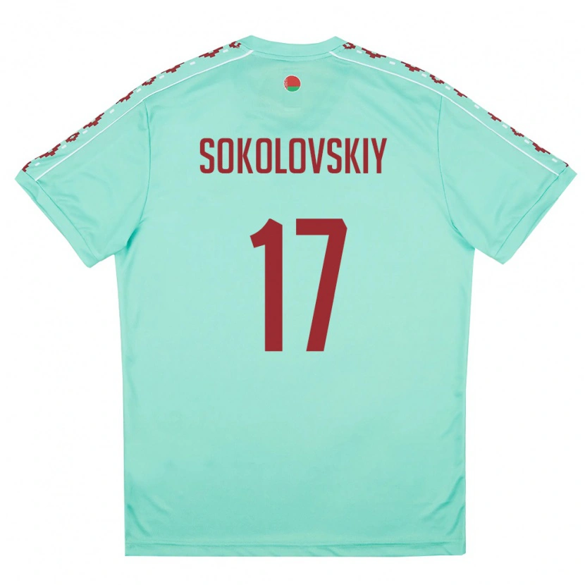 Danxen Niño Camiseta Bielorrusia Artem Sokolovskiy #17 Verde Claro Borgoña 2ª Equipación 26-28 La Camisa